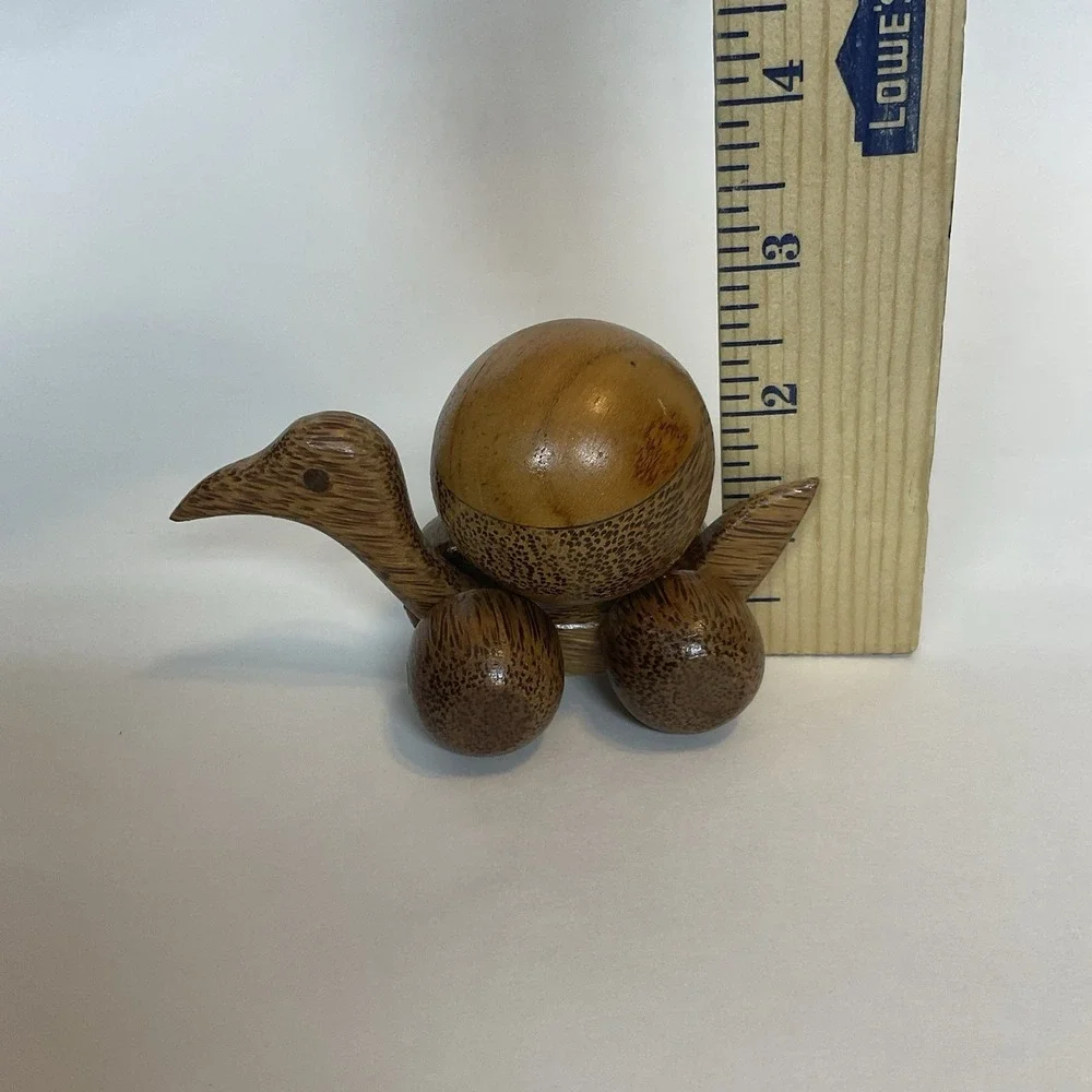 Vtg Bird Push Toy Educational Wooden Toyon Wheels With Rolling Ball‎ On Top MCM